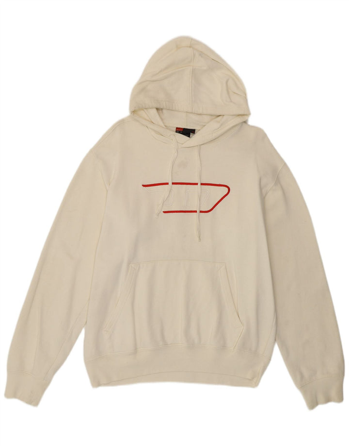 DIESEL Herren-Kapuzenpullover mit Grafik, Medium, cremefarbene Baumwolle