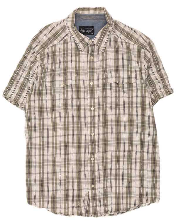 Wrangler Herren-Hemd, kurzärmelig, reguläre Passform, 2XL, grün kariert, Baumwolle