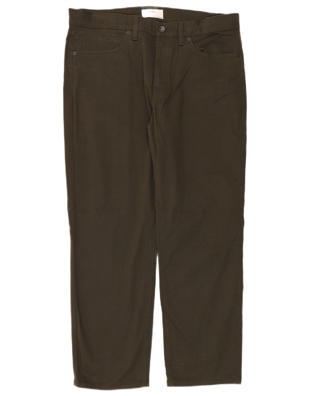 Marks & Spencer Herren Straight Jeans W36 L29 Khaki Baumwolle