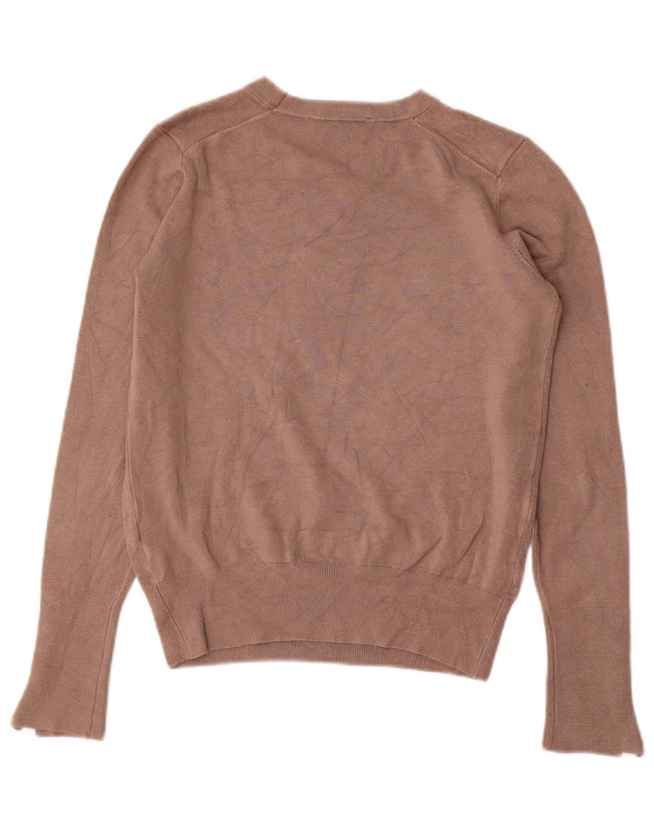 Zara Damen-Pullover mit Rundhalsausschnitt, UK 12, mittelbraune Viskose