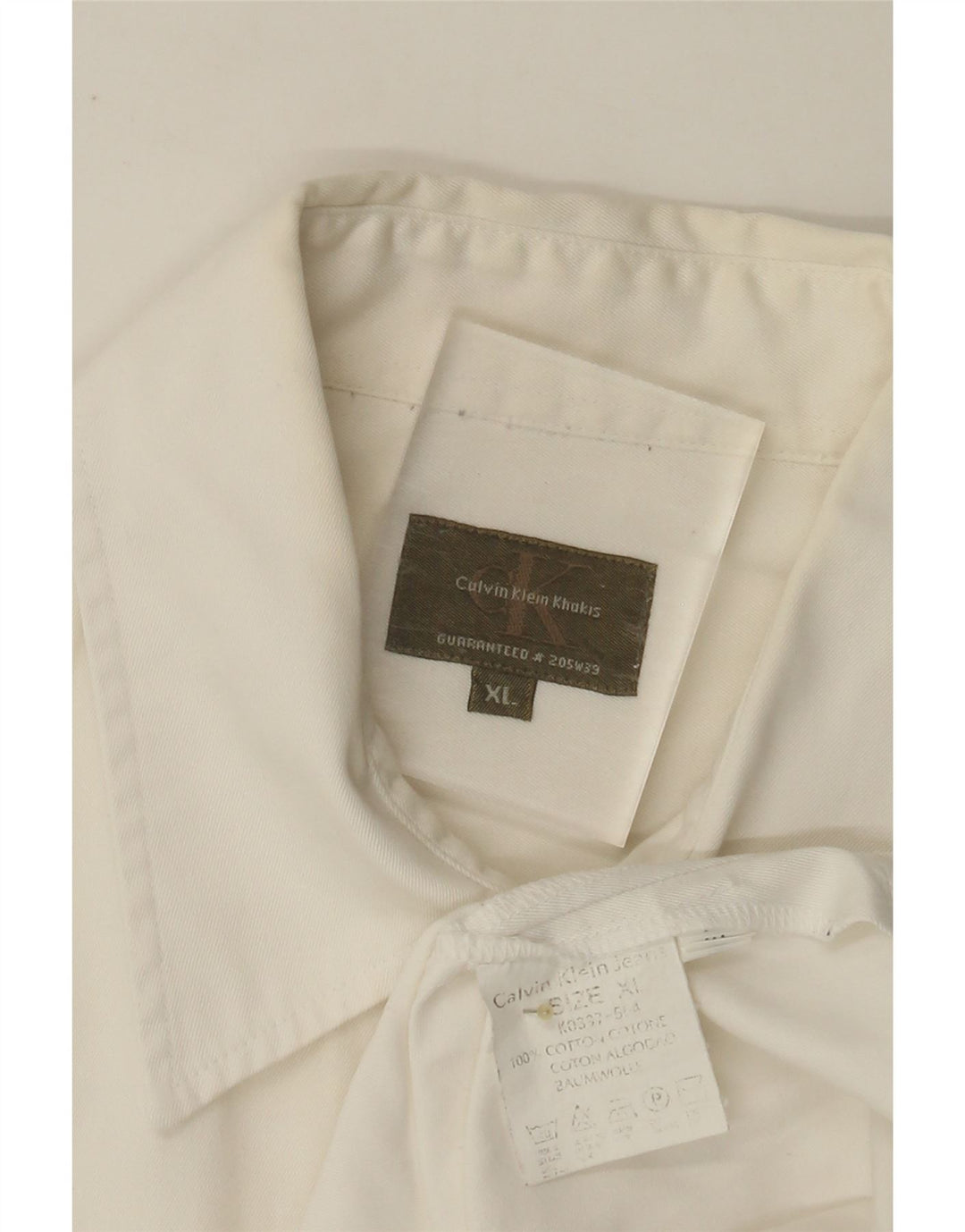 CALVIN KLEIN Herren Khakis Kurzarmhemd XL Weiße Baumwolle