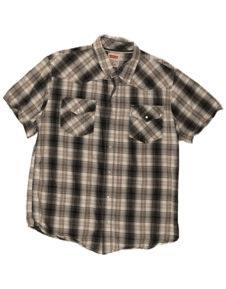 Levi's Herren-Hemd, kurzärmelig, groß, grau, kariert, Baumwolle