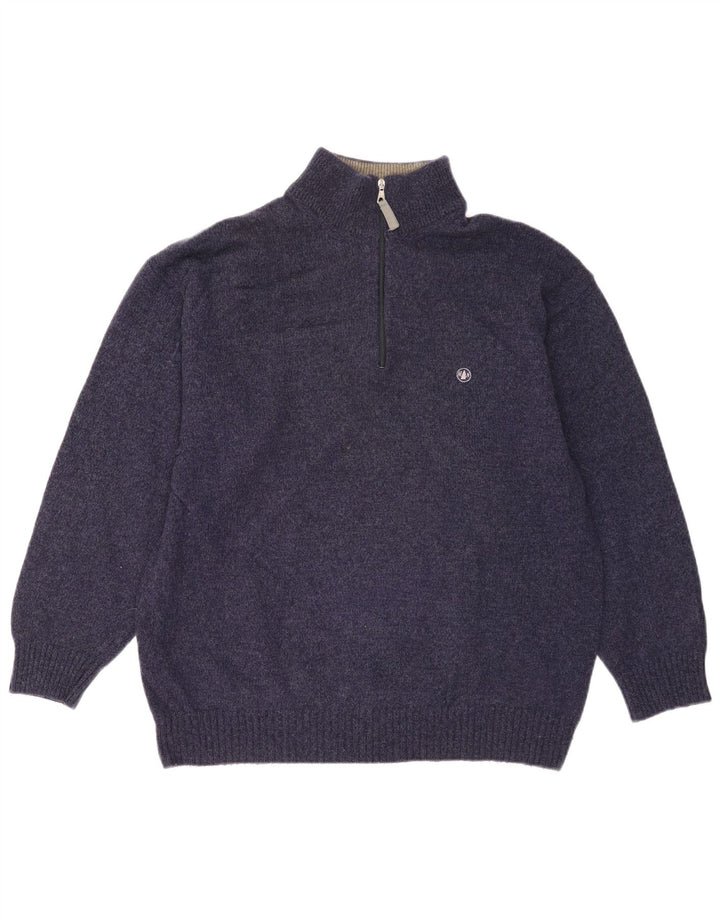 Murphy & Nye Herren-Pullover mit Reißverschluss am Hals, große marineblaue Wolle