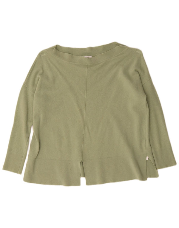 Reiss Damen-Pullover in Übergröße mit U-Boot-Ausschnitt, Gr. 6, XS, grüne Wolle
