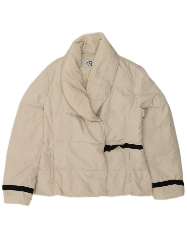 MARELLA Übergroße gepolsterte Damenjacke UK 10 Small Off White Polyamid