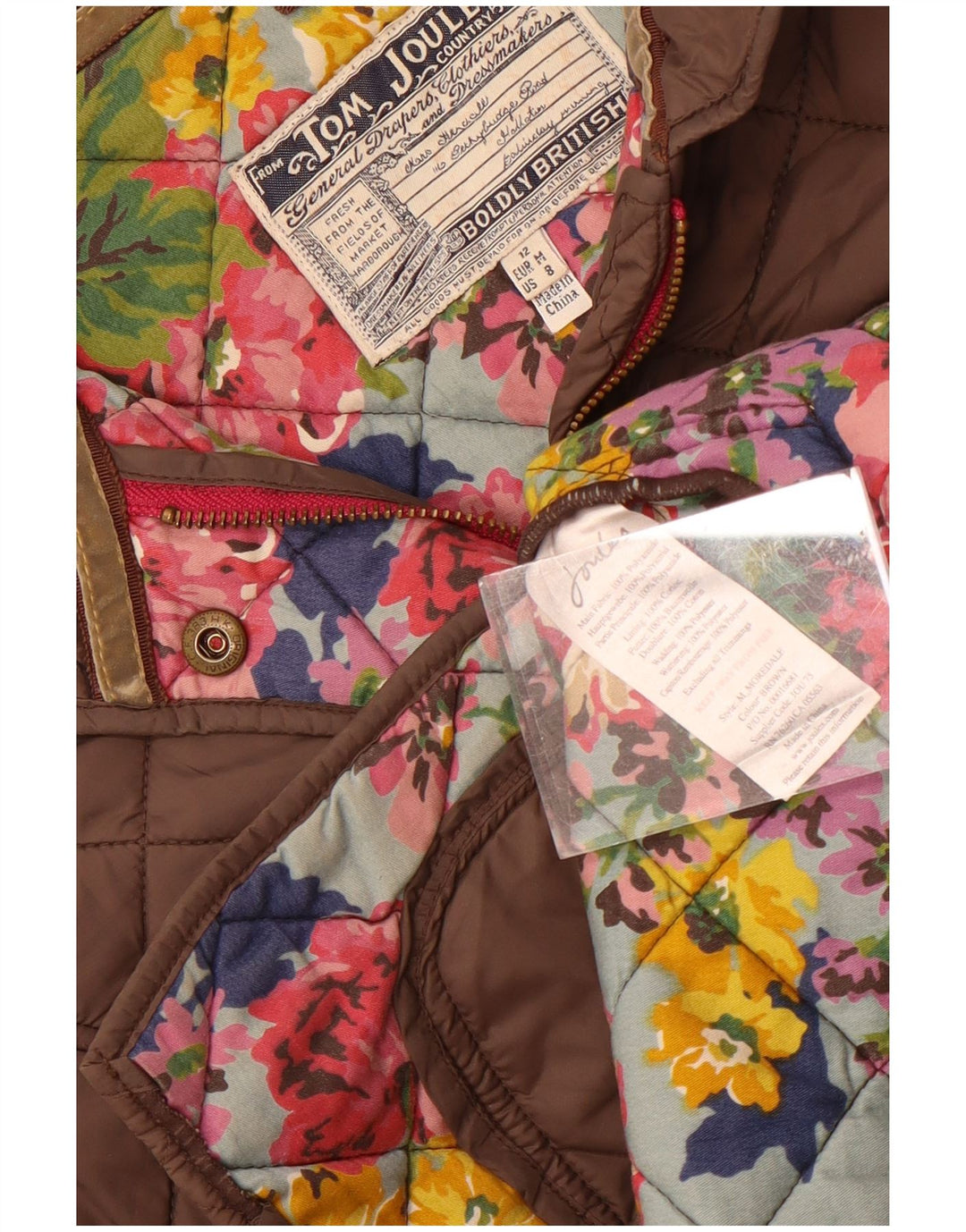 Joules Damen Steppjacke UK 12 Mittelgraue Baumwolle
