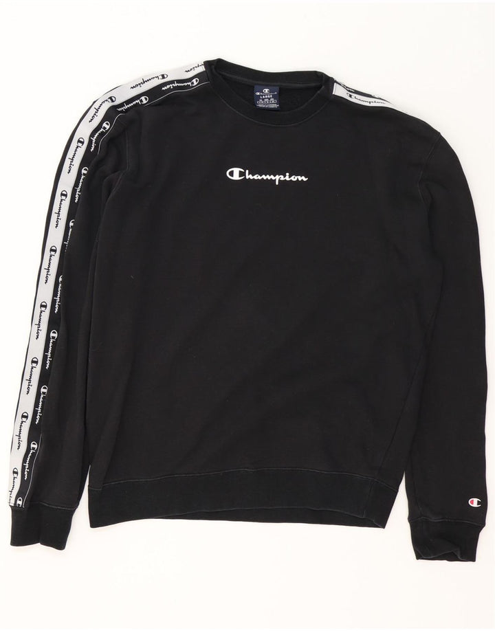 CHAMPION Herren-Sweatshirt mit Grafik, groß, schwarze Farbblock-Baumwolle