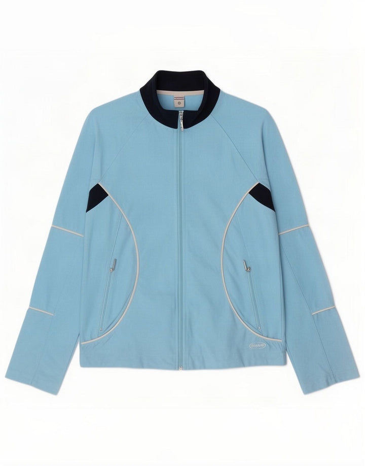 Brugi Damen-Trainingsanzug-Top-Jacke IT 44 Mittelblaues Farbblock-Polyester