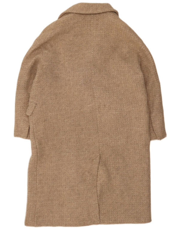 Zara Damen Zweireihiger Mantel UK 42 XL Beige Wolle