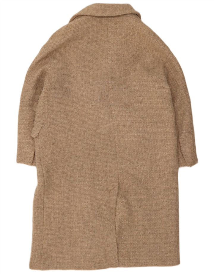 Zara Damen Zweireihiger Mantel UK 42 XL Beige Wolle