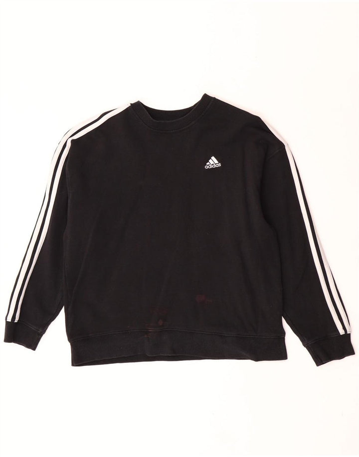 Adidas Damen Sweatshirt Pullover UK 12/14 Medium Schwarz Baumwolle