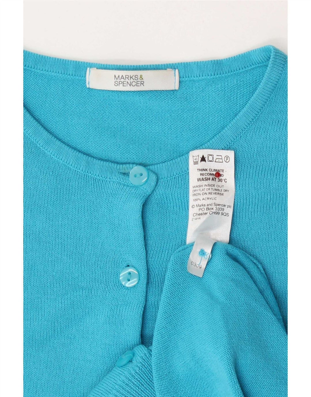Marks & Spencer Damen-Strickjacke, Größe S, Türkis, Acryl