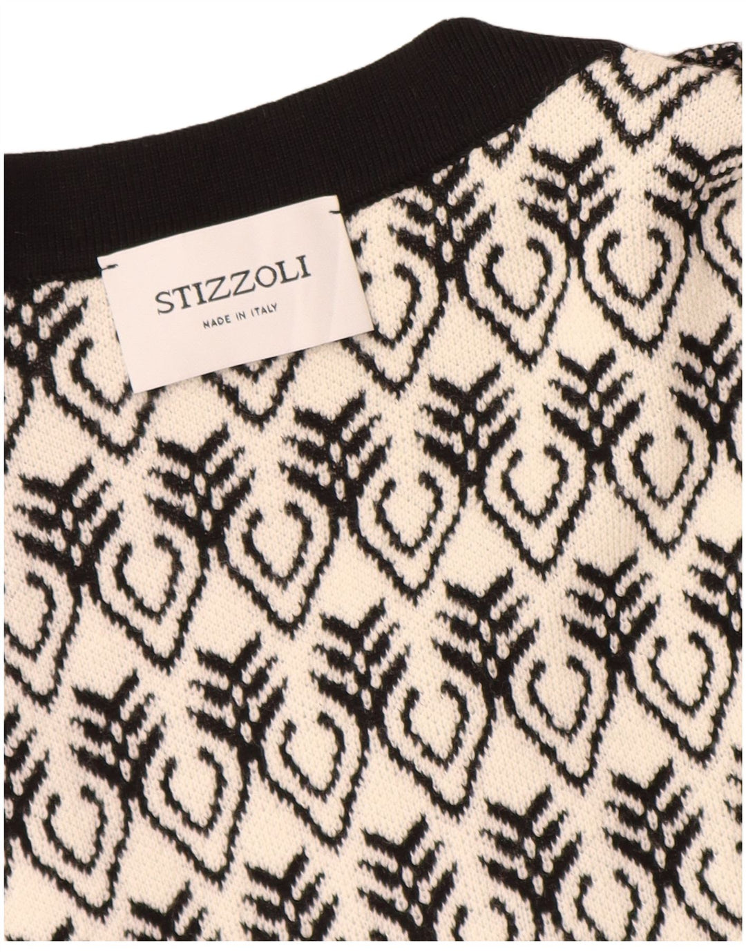 STIZZOLI Damen Longline Cardigan Pullover IT 46 Large Weiß Geometrisch
