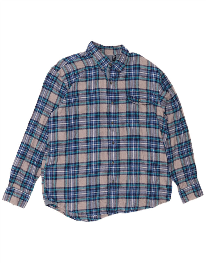 IZOD Herren-Flanellhemd XL, blau kariert, Baumwolle