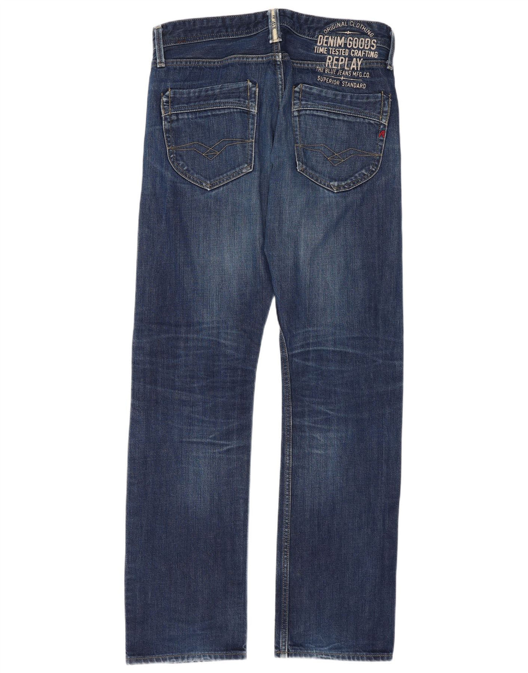 Replay Herren Straight Jeans W31 L34 Marineblaue Baumwolle