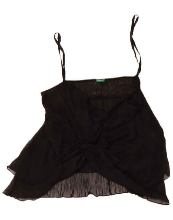 BENETTON Damen Cami Top UK 12 Medium Schwarz