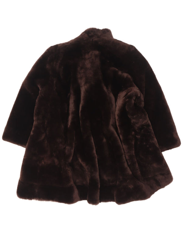 Vintage Damen Übergroßer Kunstfellmantel UK 16 Groß Braun