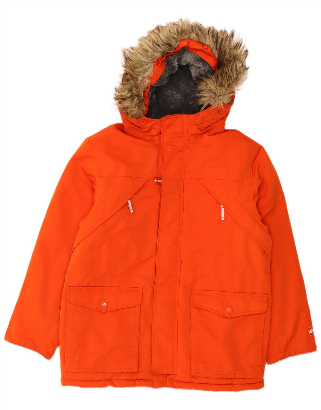 GAP Parka-Jacke mit Kapuze für Jungen, 11–12 Jahre, XL, orangefarbenes Polyester