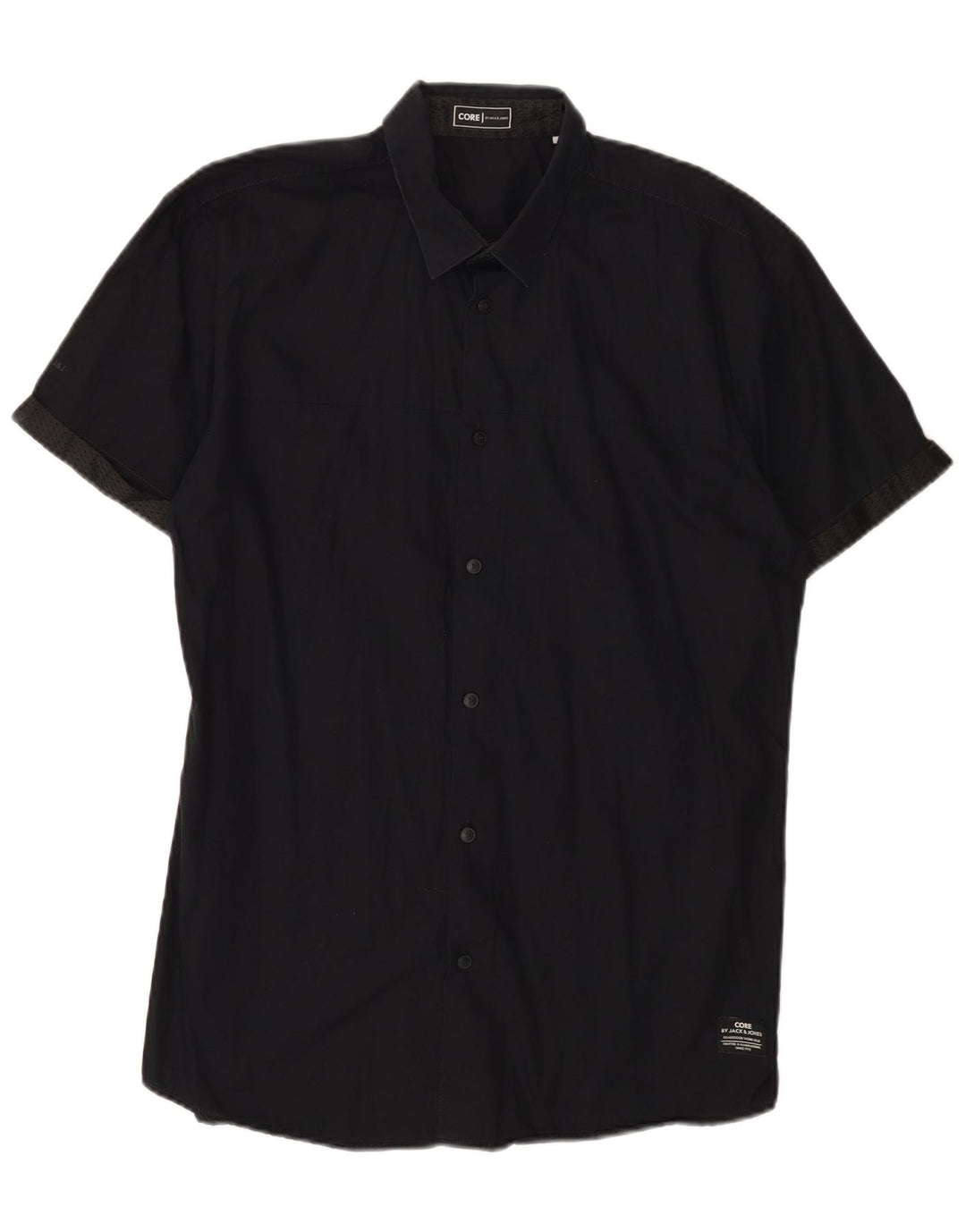 Jack & Jones Herren-Kurzarmhemd, groß, aus schwarzer Baumwolle