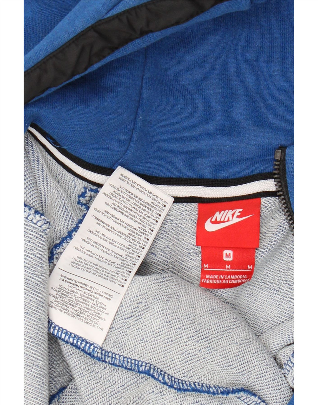 NIKE Herren-Kapuzenpullover mit Reißverschluss, mittelblaue Baumwolle