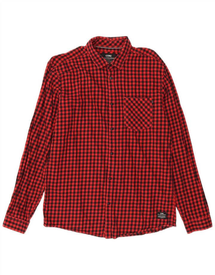 Jack & Jones Herrenhemd XL aus roter Gingham-Baumwolle