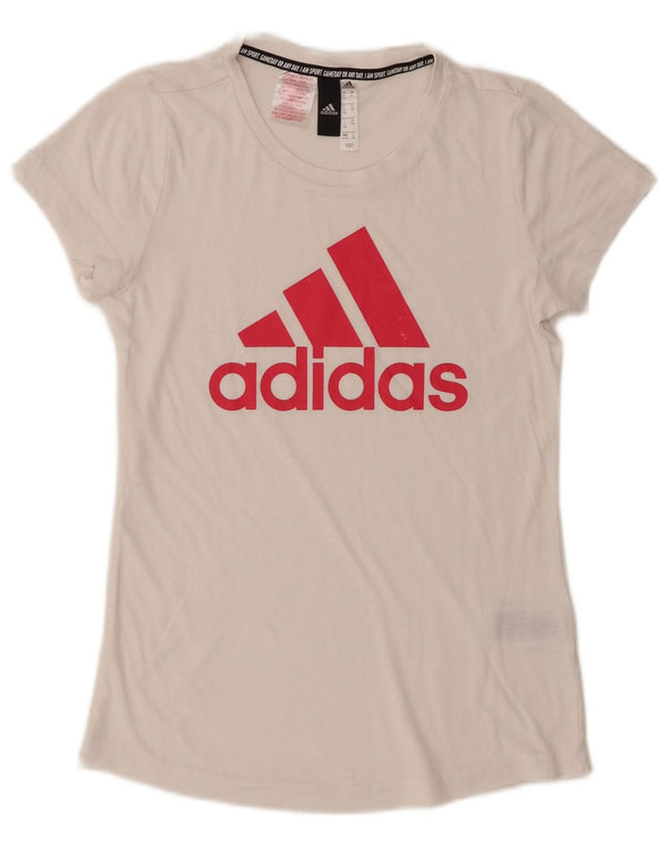 Adidas Mädchen T-Shirt mit Grafik, 14–15 Jahre, weißes Polyester