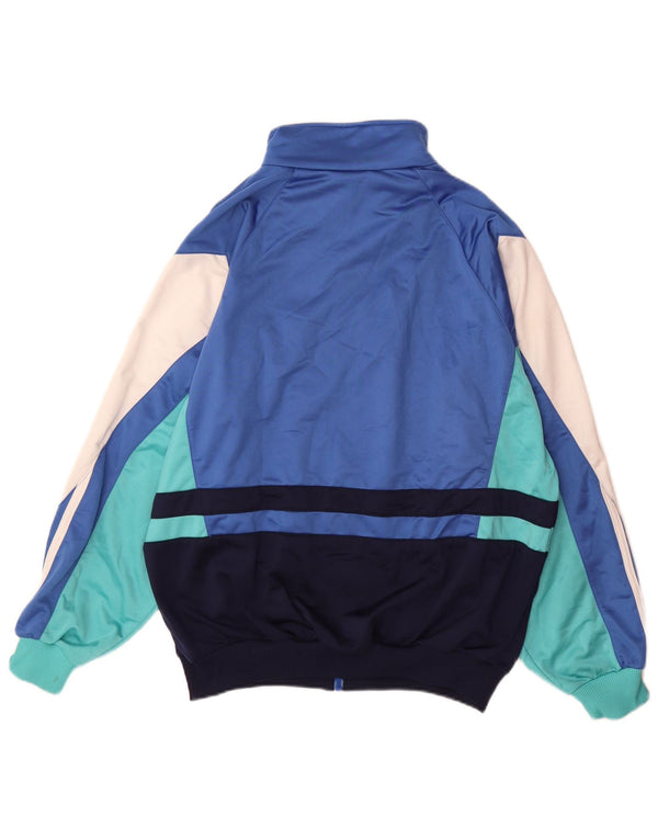 Adidas Herren-Trainingsanzug-Oberteiljacke UK 40/42 Mittelblaues Colourblock-Polyester