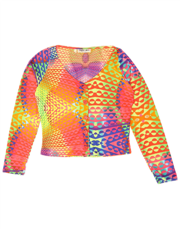 Naracamicee Damen Crop Top UK 12 Medium Mehrfarbige geometrische Seide