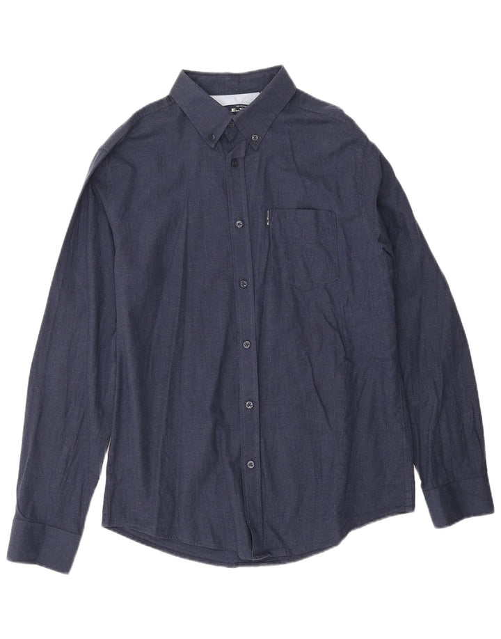 Ben Sherman Herrenhemd, groß, marineblau, Baumwolle