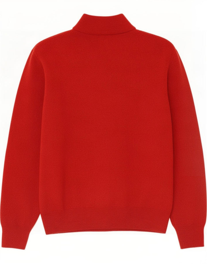 Gant Herren-Pullover mit Reißverschluss am Hals, mittelrote Wolle