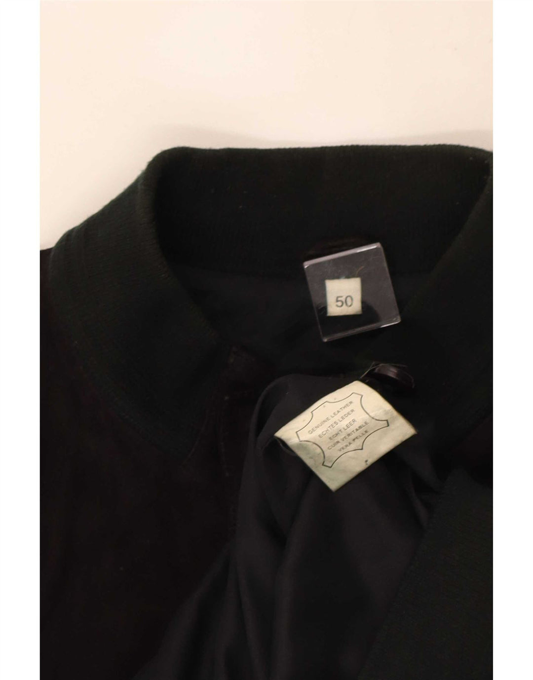 Vintage Herren Wildleder Bomberjacke IT 50 Großes schwarzes Leder