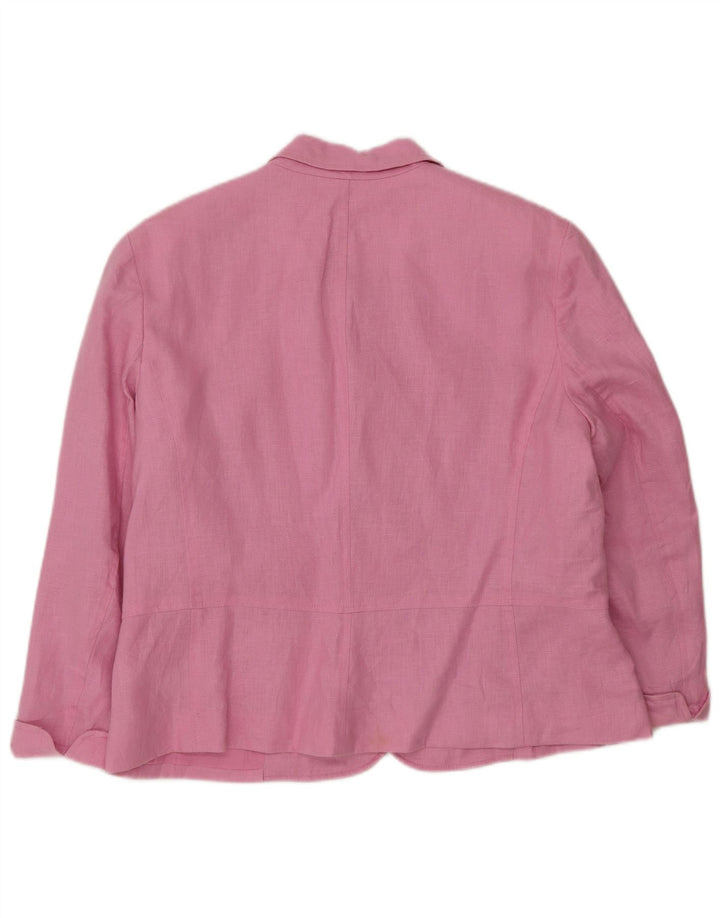 Chaps Damen-Blazerjacke mit 4 Knöpfen und 3/4-Ärmeln, UK 18, XL, Rosa, Leinen