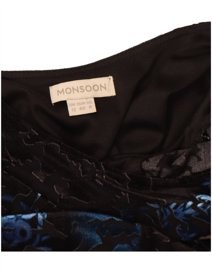 Monsoon Damen-Langarmkleid in A-Linie, Gr. 42, Mittelschwarz, Blumenmuster, Polyester