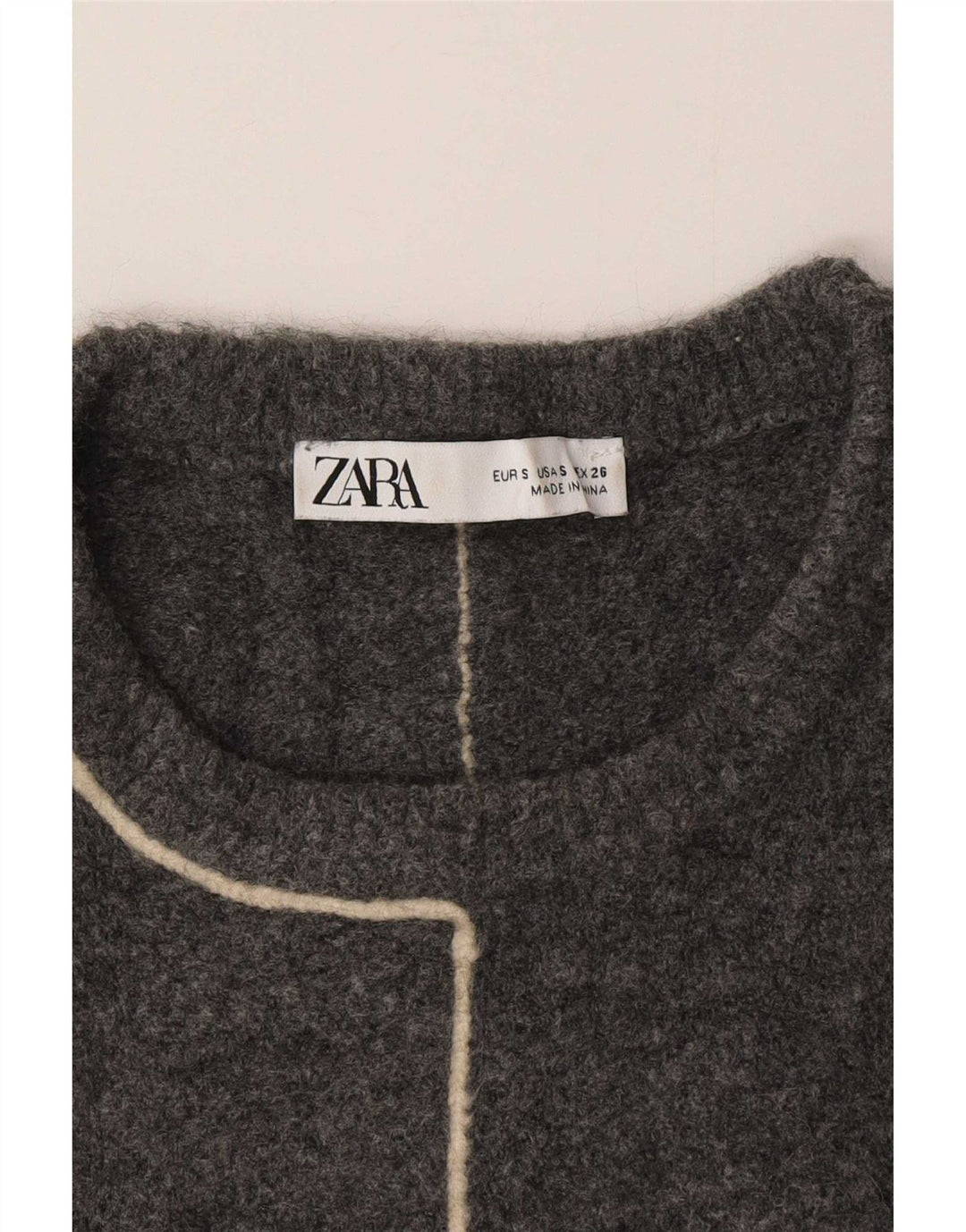 Zara Damen-Pullover mit Rundhalsausschnitt, Gr. 10, Größe S, Grau