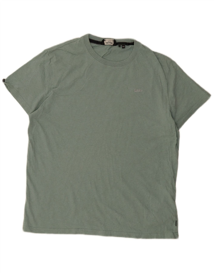 Superdry Herren T-Shirt Top 2XL Grüne Baumwolle