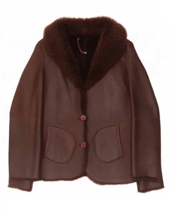Ashley Brooke Damen Lammfellmantel UK 14 Mittelbraunes Leder