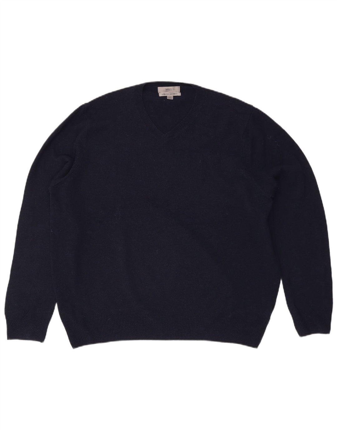 Marks & Spencer Herren-Pullover mit V-Ausschnitt, XL, marineblaue Wolle
