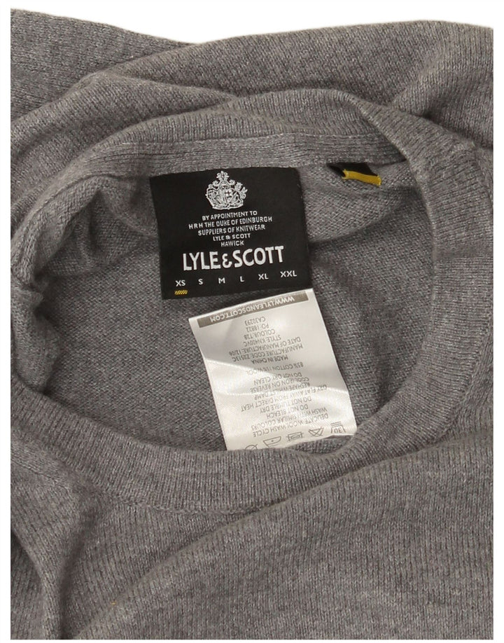 Lyle & Scott Herren-Pullover mit Rundhalsausschnitt, XS, graue Baumwolle