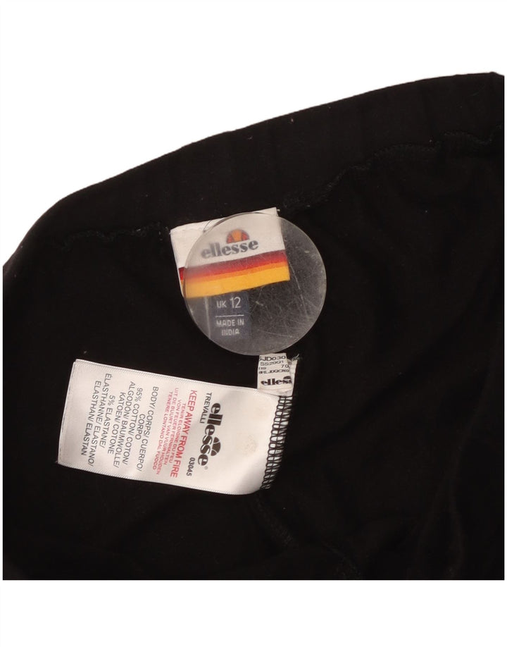 Ellesse Womens Graphic Leggings UK 12 Mittelschwarze Baumwolle