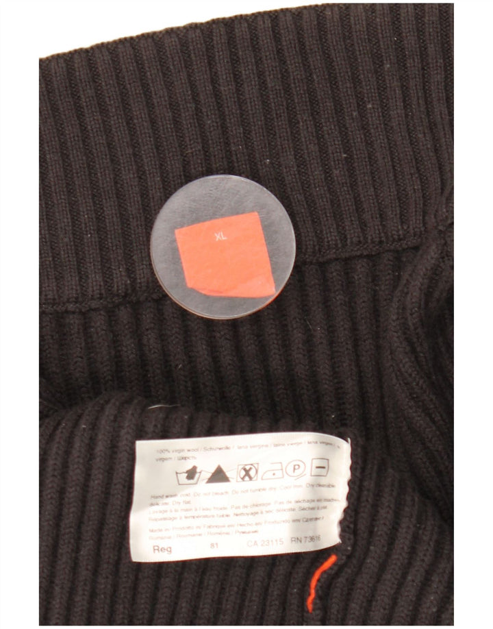 Hugo Boss Herren-Cardigan-Pullover XL aus schwarzer Wolle
