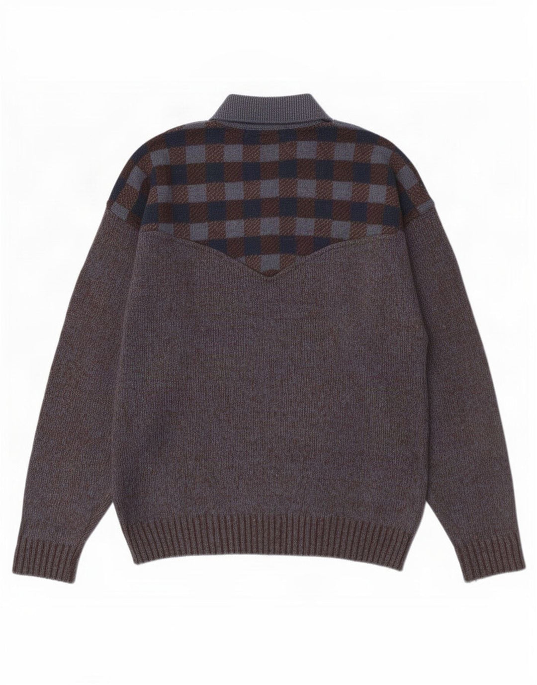 Vintage Herren-Pullover mit Rollkragen, groß, grau kariert, Wolle