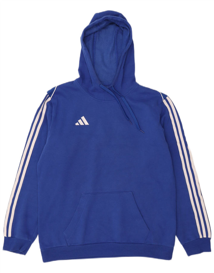 ADIDAS Mens Hoodie Jumper Medium Blue Cotton
