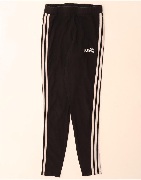 Adidas Damen Leggings UK 12 Medium Schwarz Baumwolle