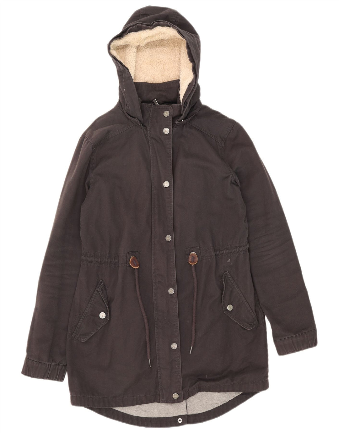 Fat Face Damen-Parka mit Kapuze, Größe S, Größe S, Schwarz, Baumwolle
