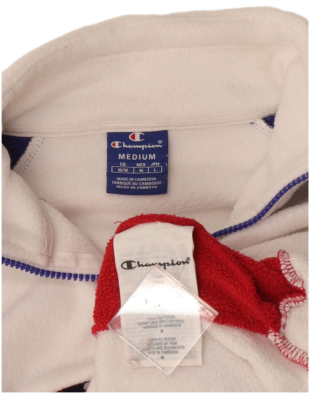 Champion Damen-Fleecepullover mit Grafik, UK 14, Mittelweiß, Farbblock