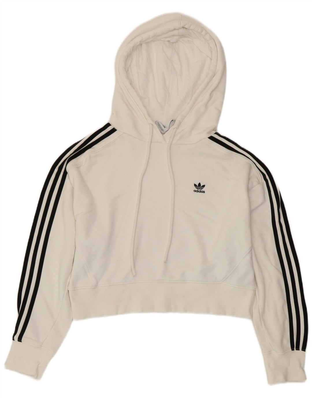 ADIDAS Damen Crop Oversized Hoodie Pullover UK 8 Small Weiße Baumwolle