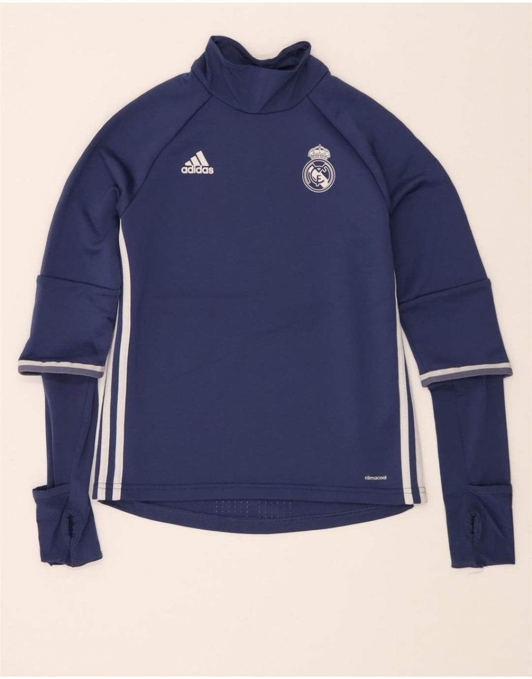 ADIDAS Boys Top Long Sleeve 12-13 Years Blue Polyester Vintage Adidas and Second-Hand Adidas from Messina Hembry 