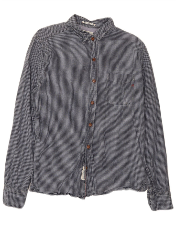 Replay Herren-Flanellhemd, große blaue Gingham-Baumwolle