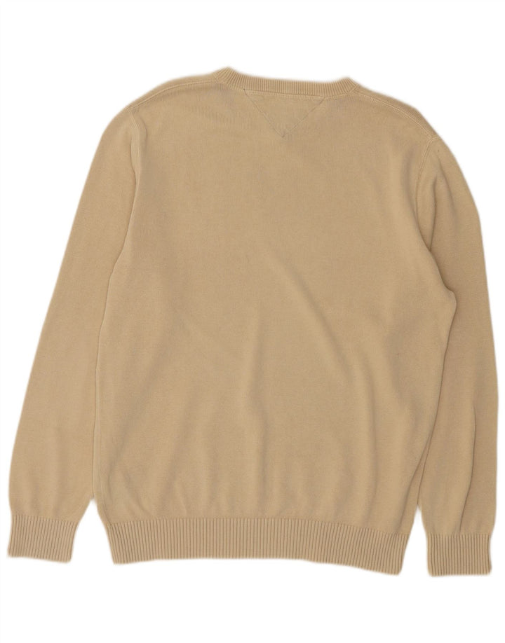 Tommy Hilfiger Herren-Pullover mit Rundhalsausschnitt, groß, beige Baumwolle