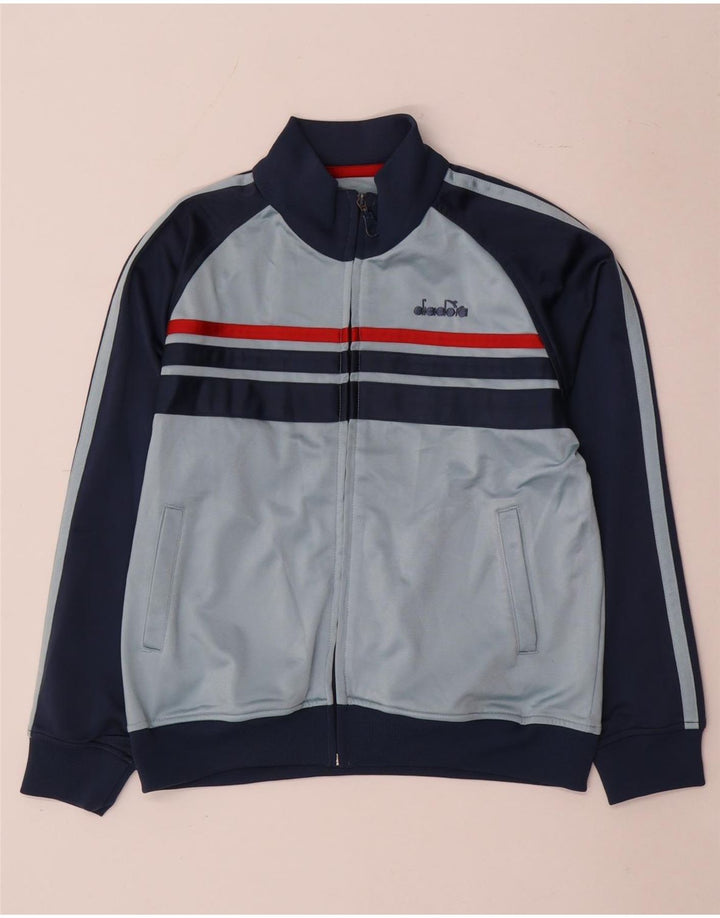Diadora Jungen-Trainingsanzug-Top-Jacke, 12–13 Jahre, blaues Colourblock-Polyester